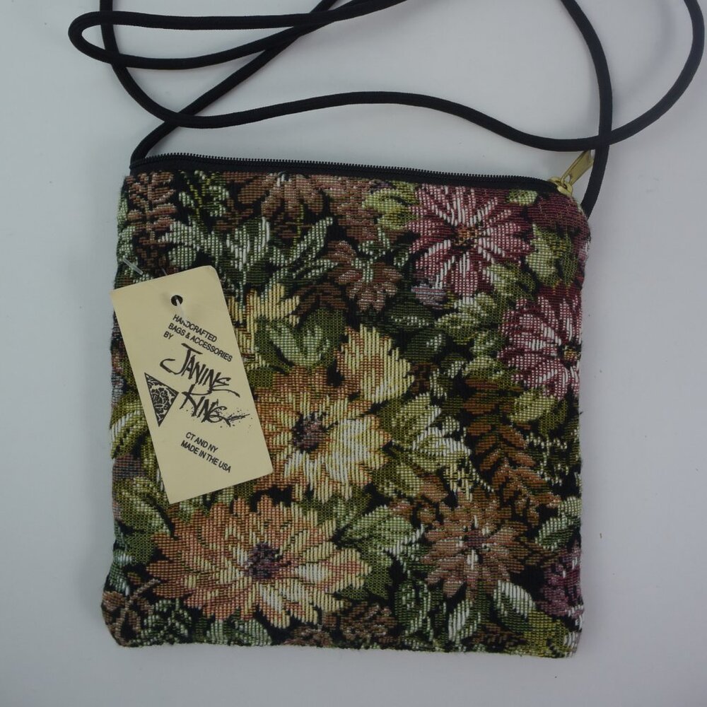 Handmade Tapestry Floral Small Crossbody Bag Coin Phone Purse Janine King NWT.
